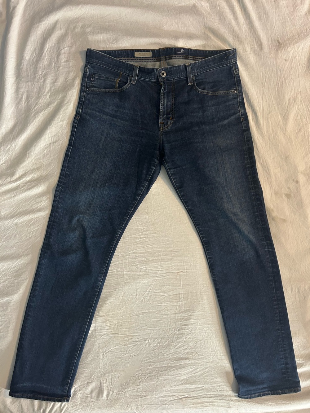 AG Adriano Goldschmied The Graduate Tailored Leg Jeans 34x32 Dark Wash USA